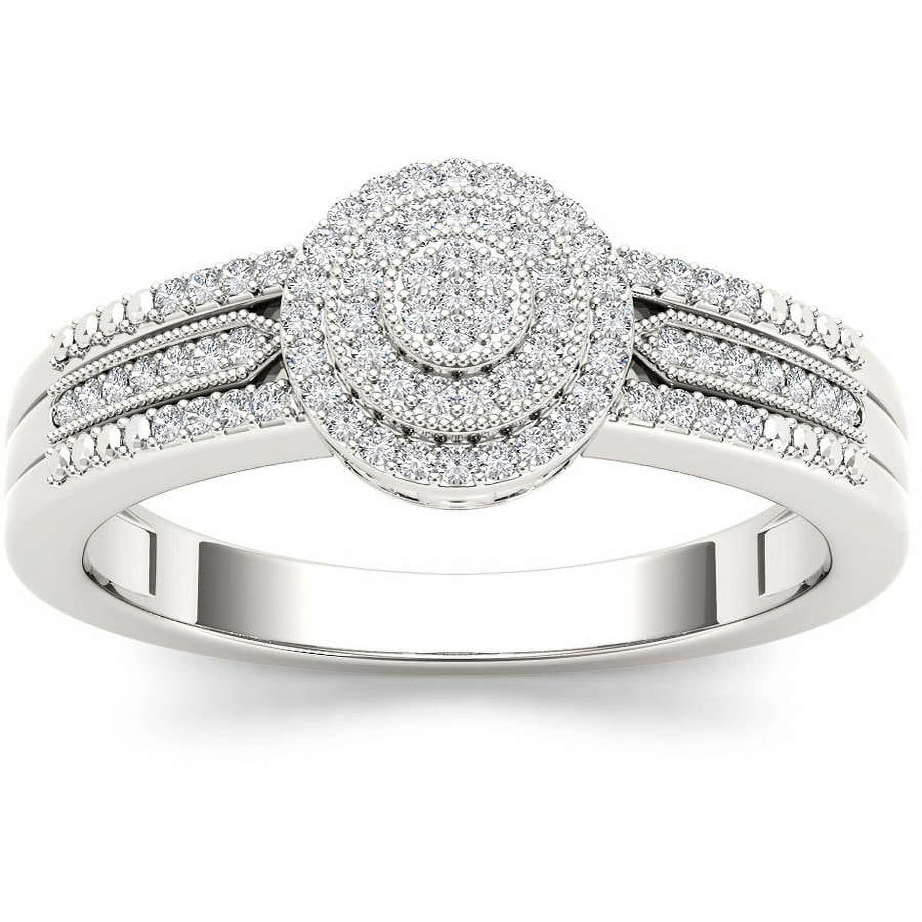 1/5 Carat T.W. Diamond Double Halo Cluster 10kt White Gold Engagement Ring