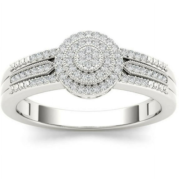 1/5 Carat T.W. Diamond Double Halo Cluster 10kt White Gold Engagement Ring