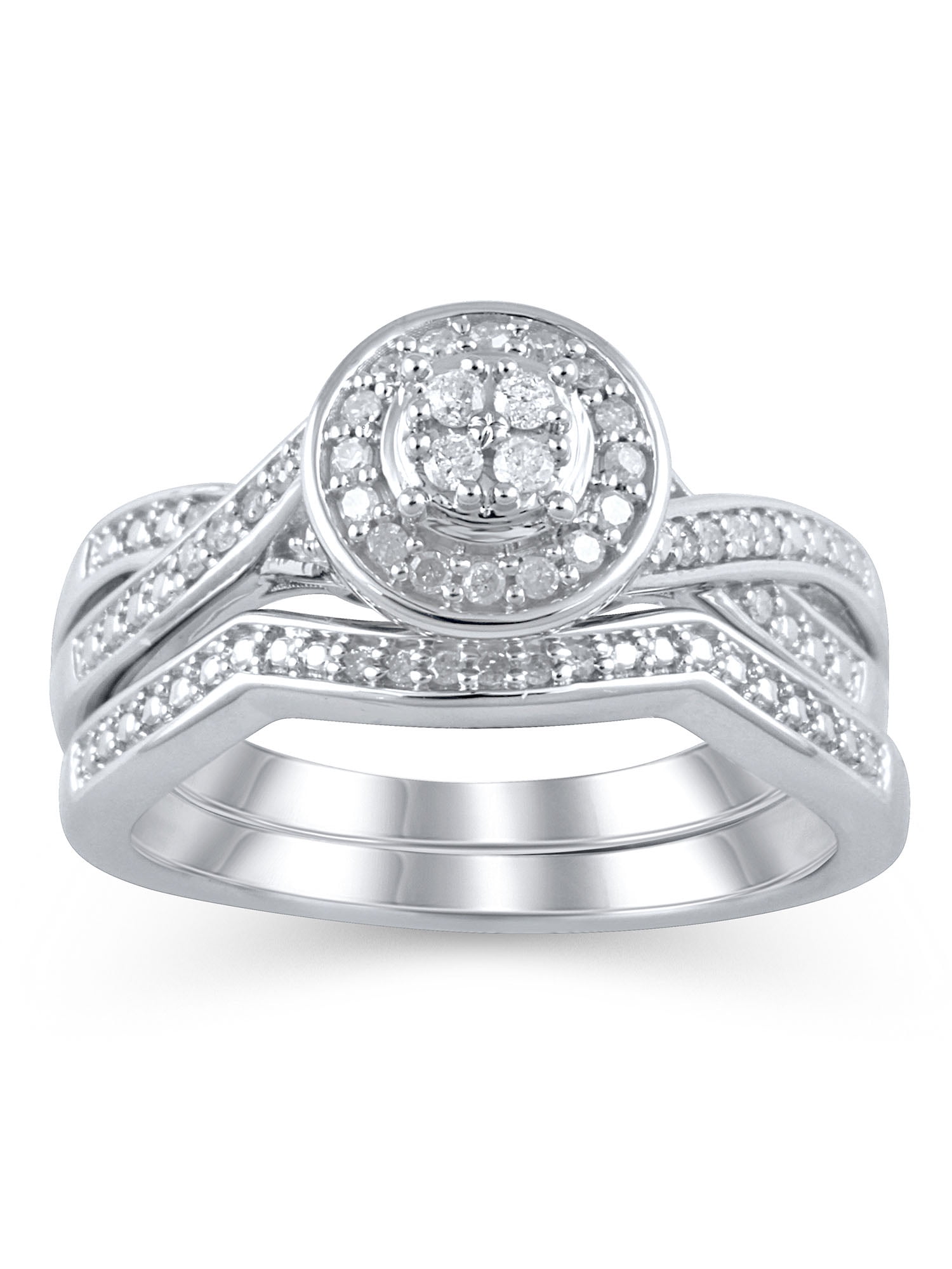 1/5 Carat T.W. Diamond Sterling Silver Bridal Set