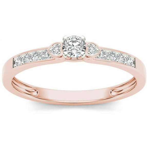 1/5 Carat T.W. Diamond Three-Stone 10kt Rose Gold Engagement Ring