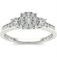 thumbnail image 1 of 1/5 Carat T.W. Diamond Three Stone Cluster Engagement Ring in 10k White Gold, 1 of 1