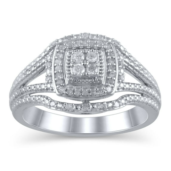 1/5 Carat T.W. JK-I2I3 Forever Bride - Limited Edition diamond cushion in sterling silver , Size 8