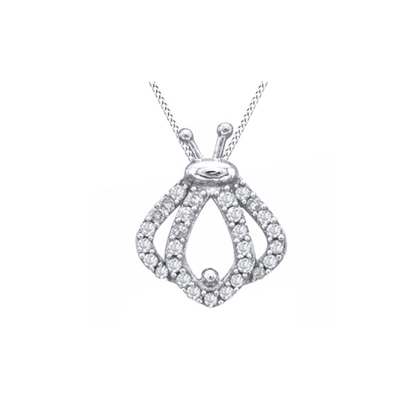 AFFY 1/5 Carat T.W Natural Diamond Ladybug Silhouette Pendant Necklace in 14K White Gold Over Sterling Silver