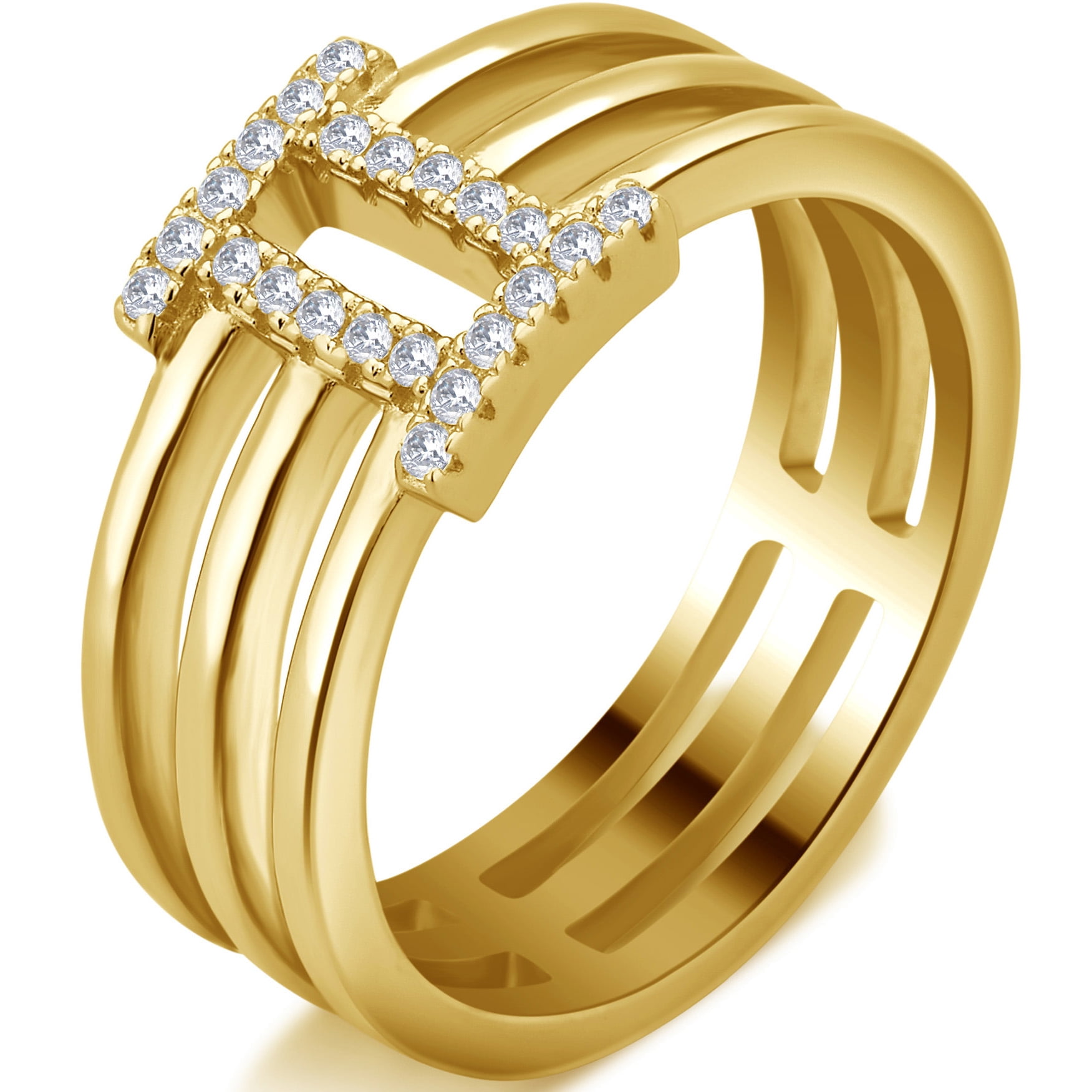 1/5 Carat T.W Roman Digit "II" Cubic Zirconia Fashion Ring, Gold Tone Sterling Silver