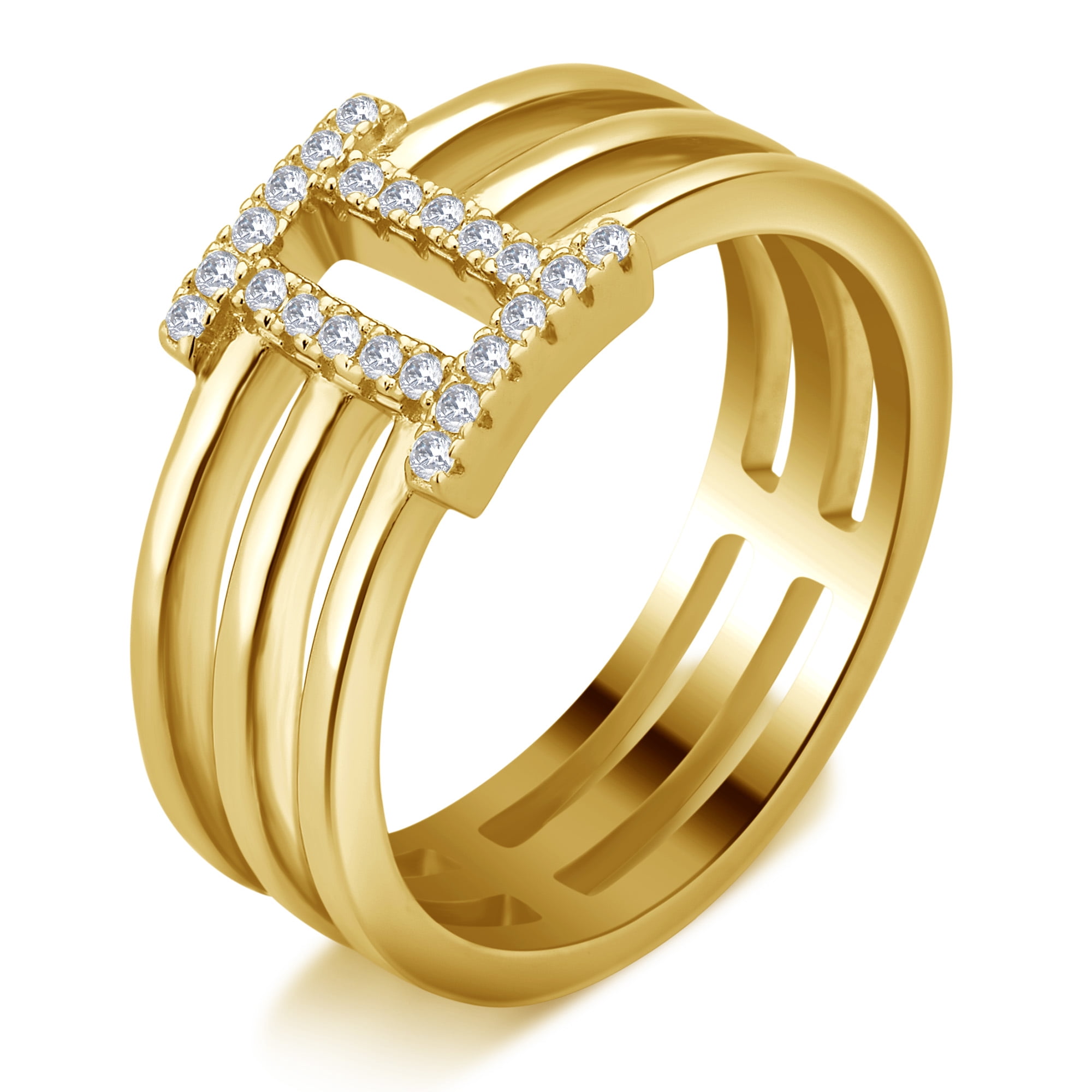 1/5 Carat T.W Roman Digit "II" Cubic Zirconia Fashion Ring, Gold Tone Sterling Silver