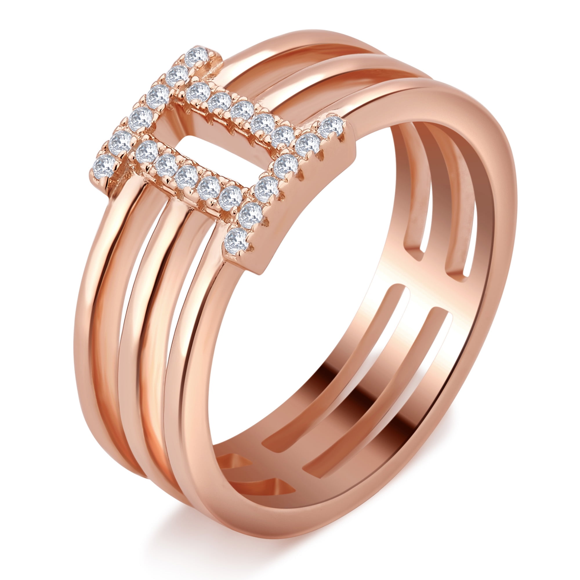 1/5 Carat T.W Roman Digit "II" Cubic Zirconia Fashion Ring, Rose Tone Sterling Silver