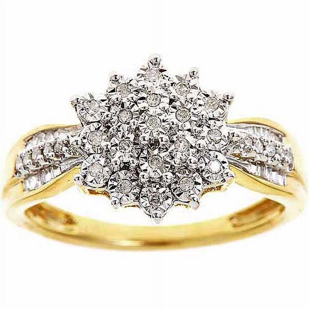 1/5 Carat T.w. Round White Diamond Sterling Silver Cluster Ring