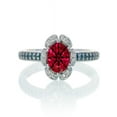 thumbnail image 1 of 1.5 Carat Unique Flower Halo Round Ruby and Diamond Engagement Ring on 10k White Gold, 1 of 2