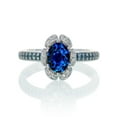 thumbnail image 1 of 1.5 Carat Unique Flower Halo Round Sapphire and Diamond Engagement Ring on 10k White Gold, 1 of 2