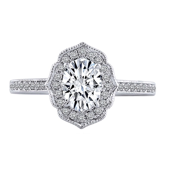 AFFY 1/5 Carat White Natural Diamond Semi Mount Engagement Ring In 14k Solid White Gold (I-J Color, I2-I3 Clarity, 0.20 Cttw) Ring Size-5.5