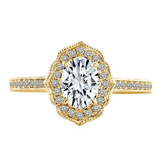 AFFY 1/5 Carat White Natural Diamond Semi Mount Engagement Ring In 14k Solid Yellow Gold (I-J Color, I2-I3 Clarity, 0.20 Cttw) Ring Size-8