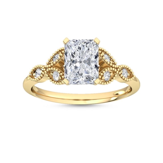 1.5 Carat (ctw) 14K Yellow Gold Radiant Cut LAB GROWN Diamond Side ...