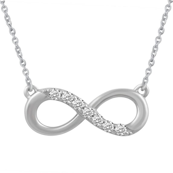 1/5 Carat tw Cubic Zirconia Infinity Forever Love Necklace Pendant in 925 Sterling Silver Jewelry with 18 inch Cable Chain + (Fine Gift Box)