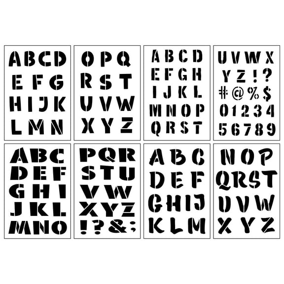 Craft Smart 1.5" Comic Book Alphabet Stencils - Reusable Plastic Stencil Sheets with 125 Bold Designs per Pack, Ideal for DIY Crafts & Decor, 6 Pack