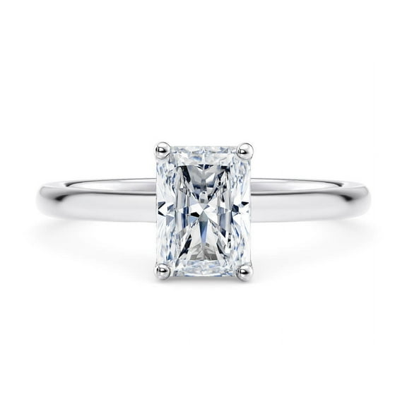 SparklingSplendor 925 Silver Radiant cut 2 CT Diamond, Small accent diamonds placed around Centre stone Promise Ring for Women