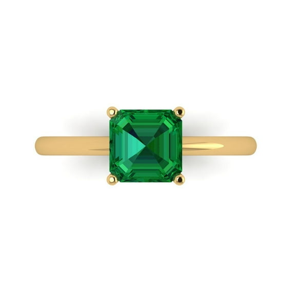Solitaire Engagement Ring for Women - 1.5ct Simulated Emerald in 18K Yellow Gold Promise Ring
