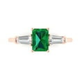 thumbnail image 1 of Three-Stone Engagement Ring for Women - 1.5ct Simulated Emerald in 14K Rose Gold Promise Ring, 1 of 8