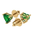 thumbnail image 1 of 1.5 Ct Heart Cut Studs Green Emerald 18K Yellow Solid Solid Gold Everyday Dainty Earrings Screw Back, 1 of 7