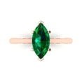 thumbnail image 1 of Solitaire Engagement Ring for Women - 1.5ct Simulated Emerald in 14K Rose Gold Promise Ring, 1 of 7