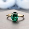 thumbnail image 1 of 1. 5 Ct Oval Cut Simulated Green Emerald 4 Prong Solitaire Ring 14K Yellow Gold Plated -12, 1 of 4