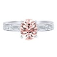 thumbnail image 1 of AFFY 1.5 Ct Oval Cut Simulated Morganite & White Natural Diamond Milgrain Engagement Ring in 10k White Gold Ring Size - 9, 1 of 1