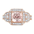 thumbnail image 1 of AFFY 1.5 Ct Princess Cut Morganite & White Natural Diamond Vintage Halo Engagement Ring in 10k Rose Gold Ring Size - 4, 1 of 1
