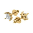 thumbnail image 1 of 1.5 Ct Princess Cut Studs Clear Crystal 14K Yellow Solid Gold Everyday Dainty Earrings Screw Back, 1 of 7