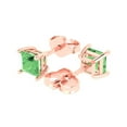 thumbnail image 1 of 1.5 Ct Princess Cut Studs Green Crystal 14K Rose Solid Gold Everyday Dainty Earrings Push Back, 1 of 7