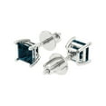 thumbnail image 1 of 1.5 Ct Princess Cut Studs Natural London Blue Topaz 18K White Solid Solid Gold Everyday Dainty Earrings Screw Back, 1 of 7
