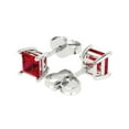 thumbnail image 1 of 1.5 Ct Princess Cut Studs Red Ruby 14K White Solid Solid Gold Everyday Dainty Earrings Push Back, 1 of 7