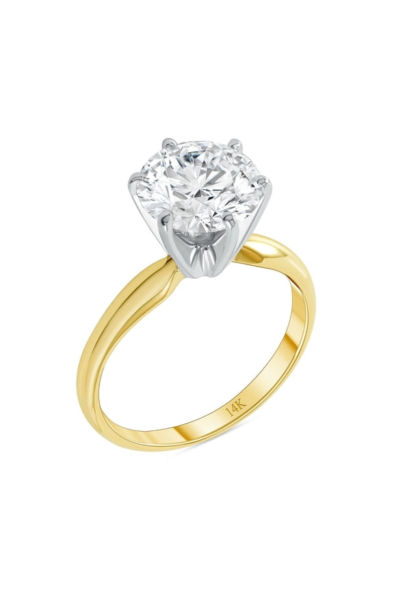 1.5 Ct Round Cut Lab Created Diamond Solitaire Ring Real 14K Yellow Gold Plated