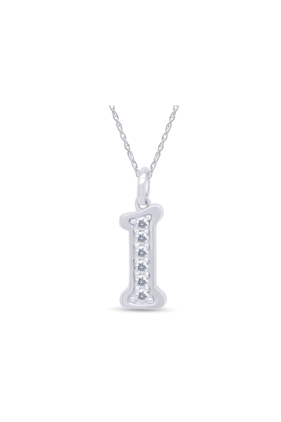1/5 Ct Round Cut Lab Created Moissanite Diamond Initial Letter"I" Pendant Necklace In 14k White Gold Over Sterling Silver 18" Chain (G-H Color,VVS1 Clarity,0.20 Cttw)