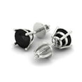 thumbnail image 1 of 1.5 Ct Round Cut Studs Black Natural Onyx 18K White Solid Solid Gold Everyday Dainty Earrings Screw Back, 1 of 7