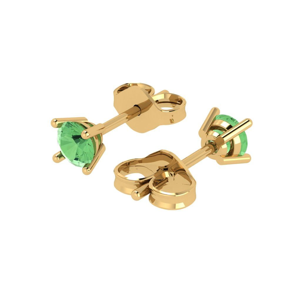 1.5 Ct Round Cut Studs Green Simulated Diamond 14K Yellow Gold Earrings ...