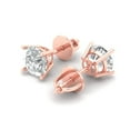 thumbnail image 1 of 1.5 Ct Round Cut Studs White Sapphire 14K Rose Solid Solid Gold Everyday Dainty Earrings Screw Back, 1 of 7
