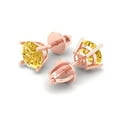thumbnail image 1 of 1.5 Ct Round Cut Studs Yellow Natural Citrine 18K Rose Solid Solid Gold Everyday Dainty Earrings Screw Back, 1 of 7