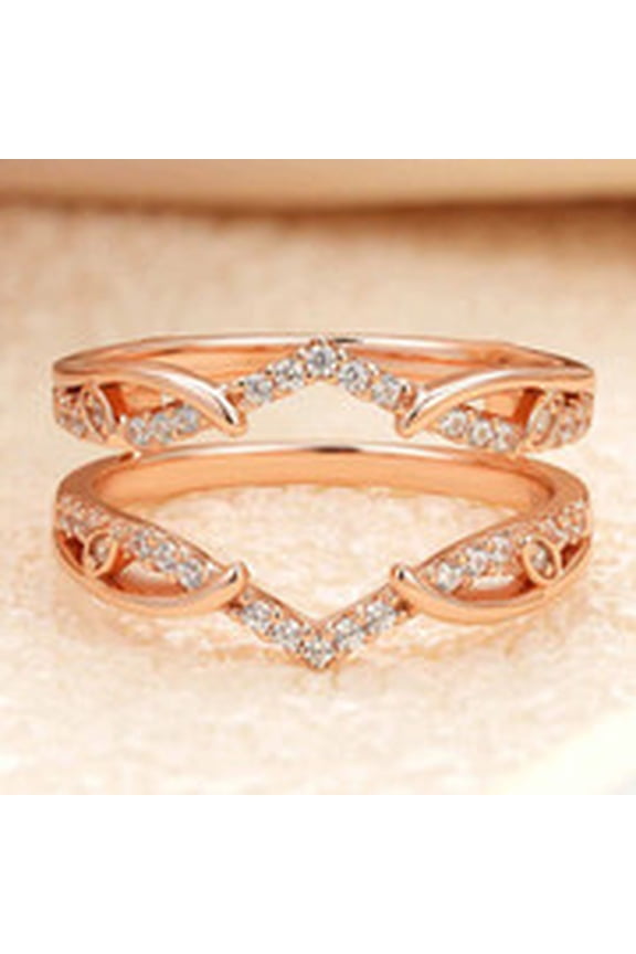 1.5 Ct Simulated Diamond Ring Guards Enhancers Wrap for Women's Engagement Ring Rose Gold Over Sterling Silver