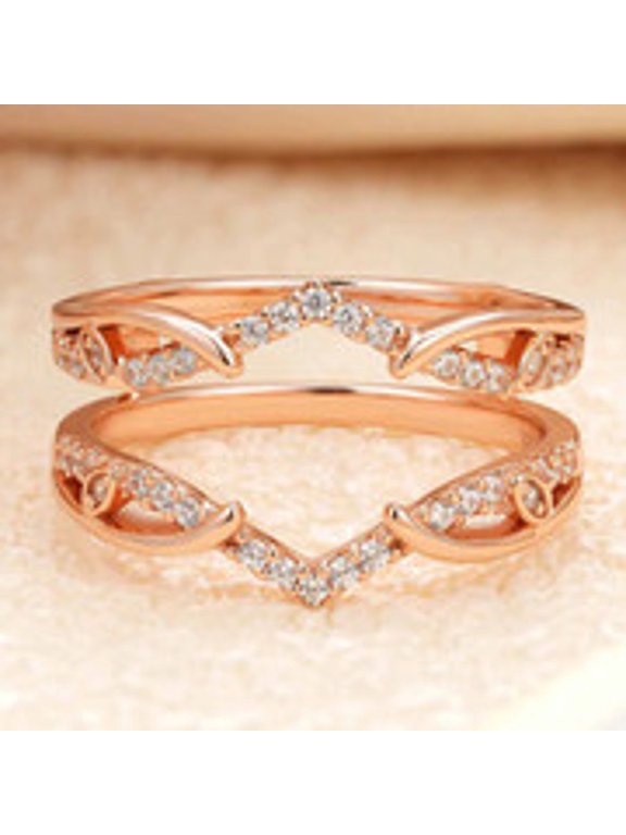1.5 Ct Simulated Diamond Ring Guards Enhancers Wrap for Women's Engagement Ring Rose Gold Over Sterling Silver