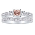 thumbnail image 1 of AFFY 1.5 Ct Simulated Morganite & White Natural Diamond Engagement Bridal Ring set in 10k White Gold Ring Size : 6.5, 1 of 1