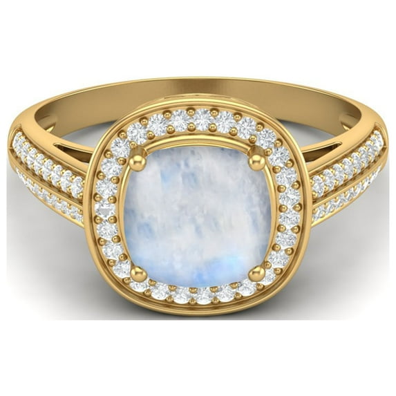 1.5 Cts Cushion Moonstone 925 Sterling Silver Gold Vermeil Solitaire Engagement Women Valentines Day Gifts Ring