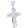 thumbnail image 1 of AFFY 1.5 Cttw Round Shape White Natural Diamond Hip Hop Jewelry Cross Charm Pendant In 10k Solid White Gold, 1 of 1