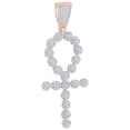 thumbnail image 1 of AFFY 1.5 Cttw Round Shape White Natural Diamond Iced Out Hip Hop Open Cross Charm Pendant In 10k Solid Rose Gold, 1 of 1