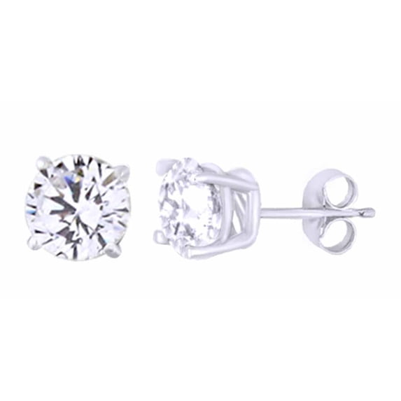 AFFY 1.5 Cttw Round Shape White Natural Diamond Solitaire Stud Earrings In 14K Solid White Gold