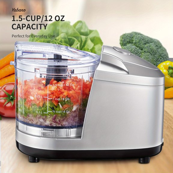 1.5 Cup Mini Electric Food Chopper, 100W One Touch Food Processor and Meat Grinder with Stainless Steel Blade, Compact Mixer for Chopping, Mincing and Blending