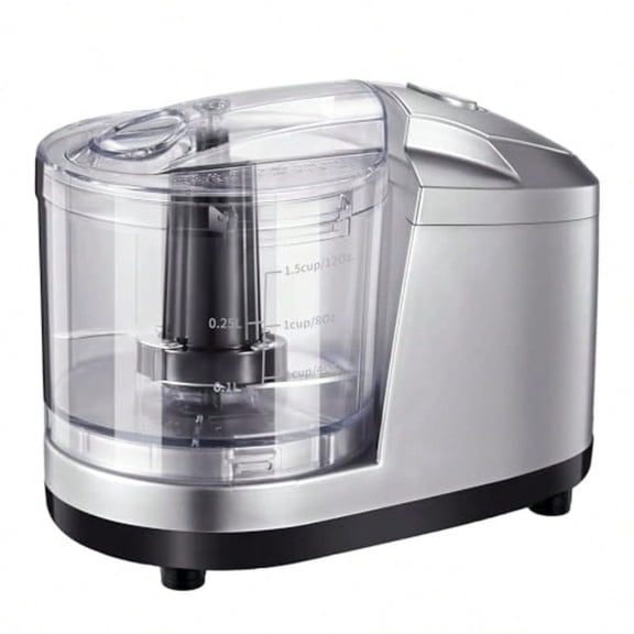 1.5-Cup One-Touch Electric Food Chopper 100W Mini Food Processor Meat Grinder Mix Chop Mince and Blend Vegetables Fruits Nuts Meats Stainless Steel Blade Silver