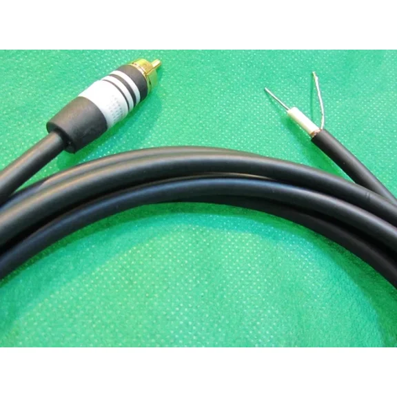 1.5' Dc Pro Speaker Subwoofer Shielded Cable, White Ring Gold Rca To Bare Wire.