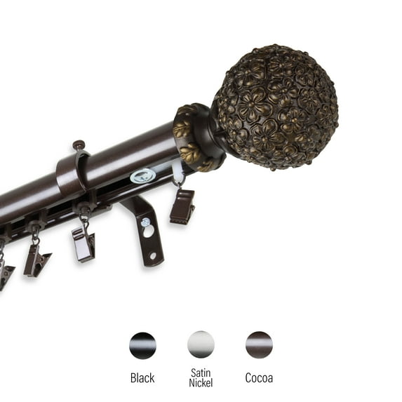 1.5" Dia Adjustable 48" to 86" Montserrate Traverse Rod with Rings - Cocoa