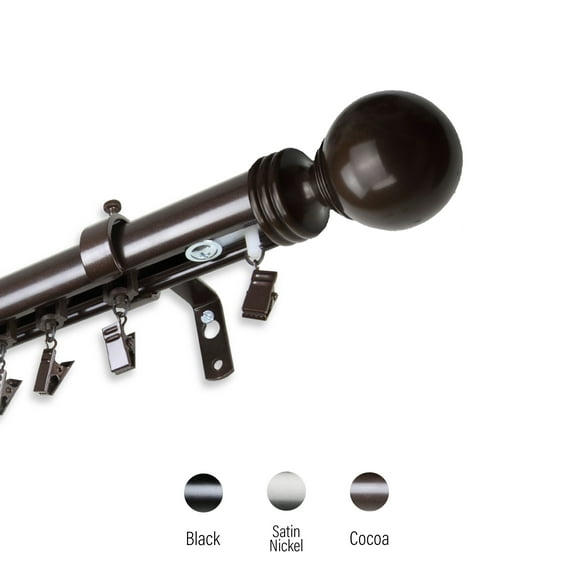 1.5" Dia Adjustable 86" to 120" Rhett Traverse Rod with Rings - Cocoa