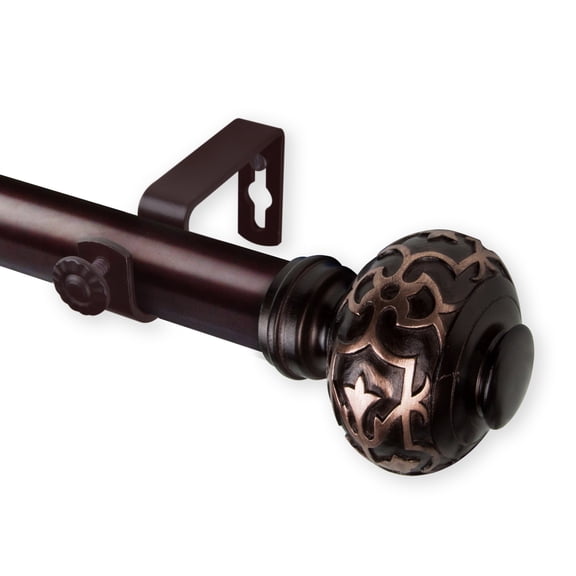 1.5" Dia Adjustable 86" to 120" Tricia Traverse Rod with Rings - Cocoa