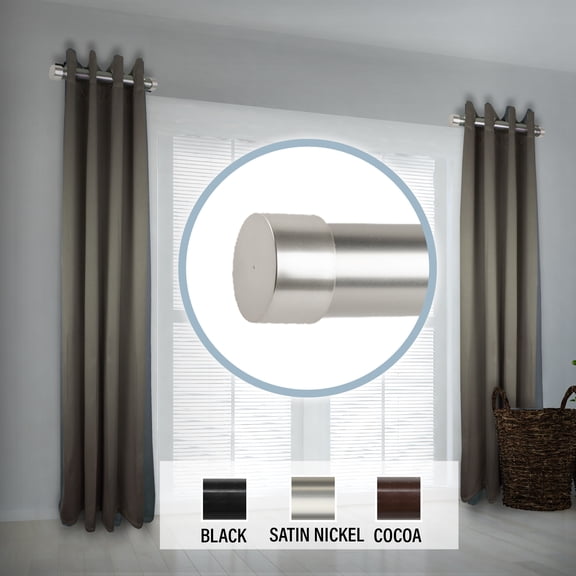 1.5" Dia Side curtain rod Adjustable 12" to 20" (Set of 2) - Satin Nickel,(SIDE150-5)